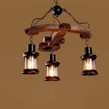 Rustic Industrial Wood Chandelier Nautical Farmhouse Hanging Ceiling Light