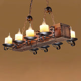 Rustic Industrial Wood Chandelier Nautical Farmhouse Hanging Ceiling Light