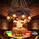 Rustic Industrial Wood Chandelier Nautical Farmhouse Hanging Ceiling Light