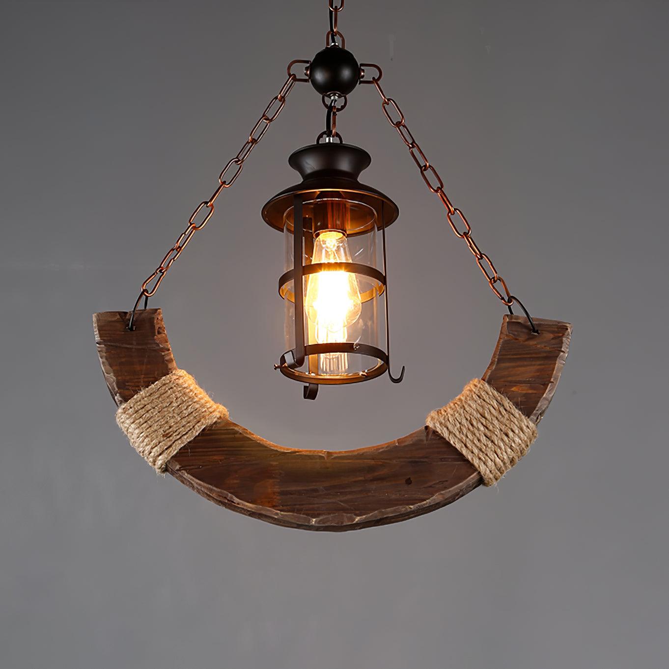 Rustic Industrial Wood Chandelier Nautical Farmhouse Hanging Ceiling Light