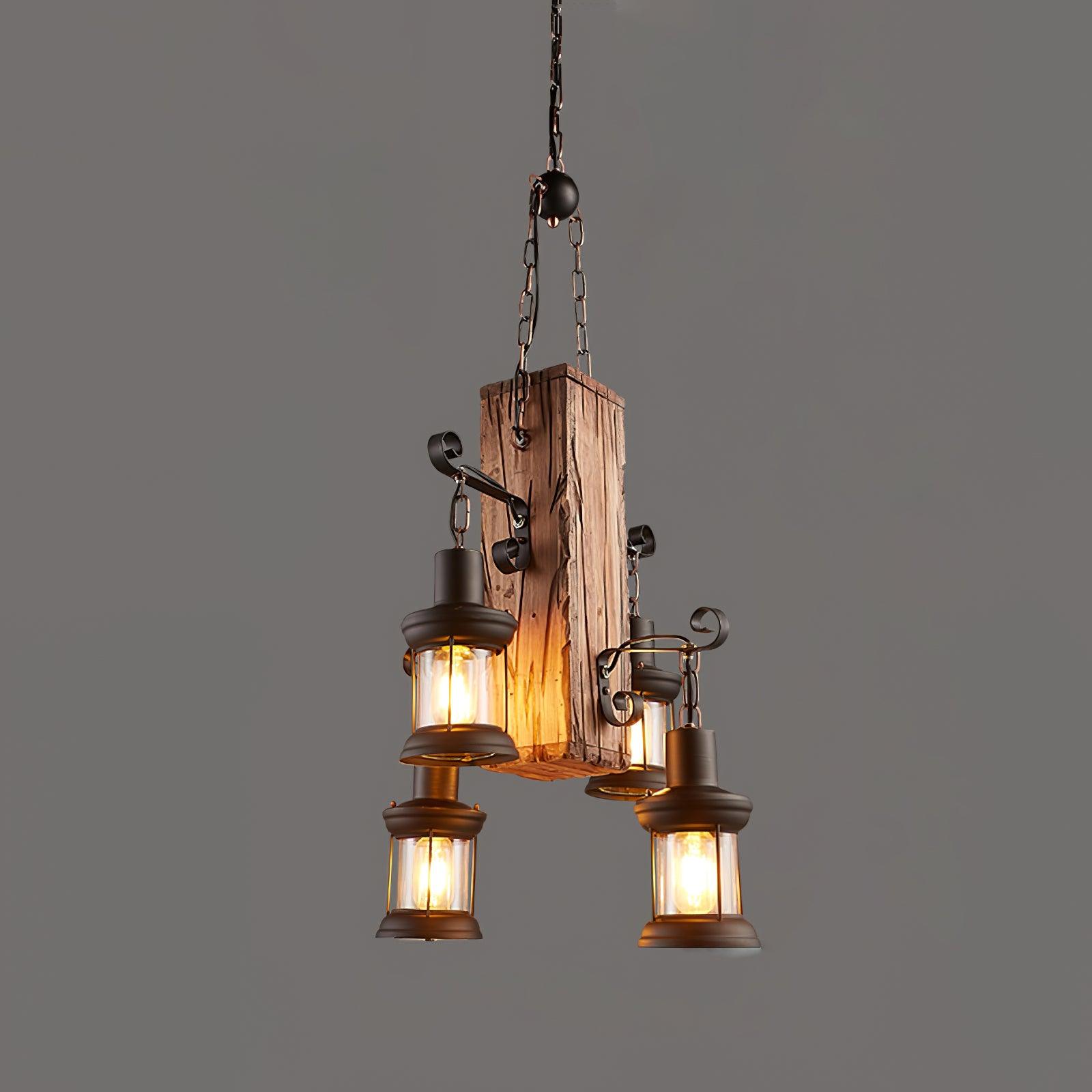 Rustic Industrial Wood Chandelier Nautical Farmhouse Hanging Ceiling Light
