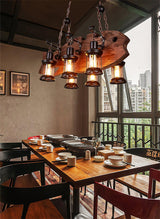 Rustic Industrial Wood Chandelier Nautical Farmhouse Hanging Ceiling Light