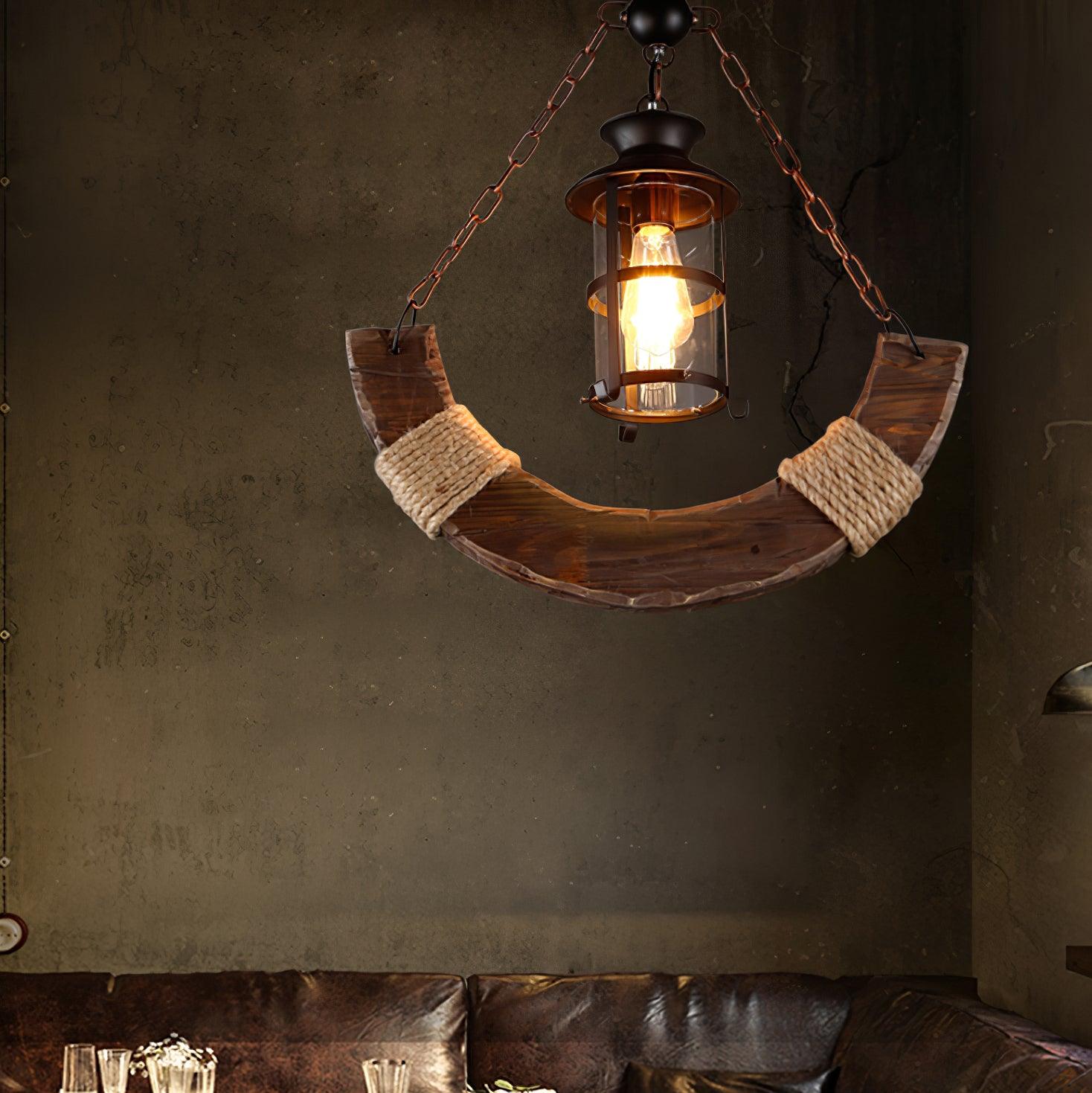 Rustic Industrial Wood Chandelier Nautical Farmhouse Hanging Ceiling Light