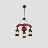 Rustic Industrial Wood Chandelier Nautical Farmhouse Hanging Ceiling Light