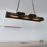 Rustic Iron Box Cage Chandelier Vintage Industrial Steampunk Hanging Light