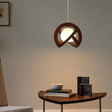 Rustic Modern Japanese Wabi Sabi Wood Glass LED Pendant Light for Minimalist Home Decor