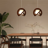 Rustic Modern Japanese Wabi Sabi Wood Glass LED Pendant Light for Minimalist Home Decor