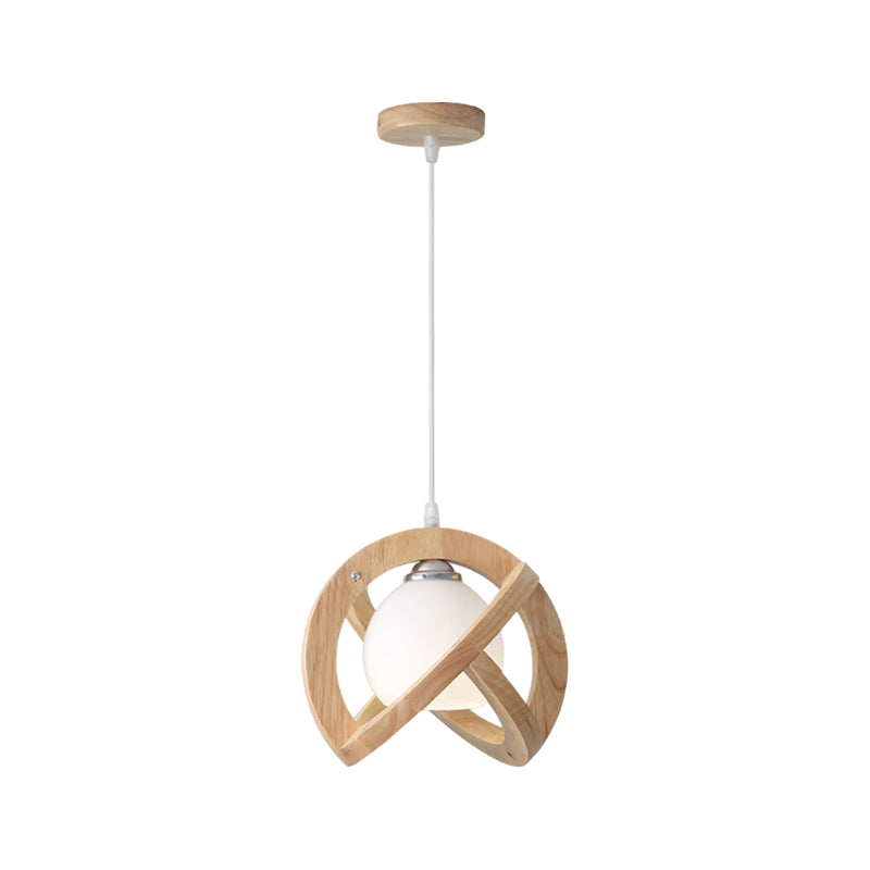 Rustic Modern Japanese Wabi Sabi Wood Glass LED Pendant Light for Minimalist Home Decor