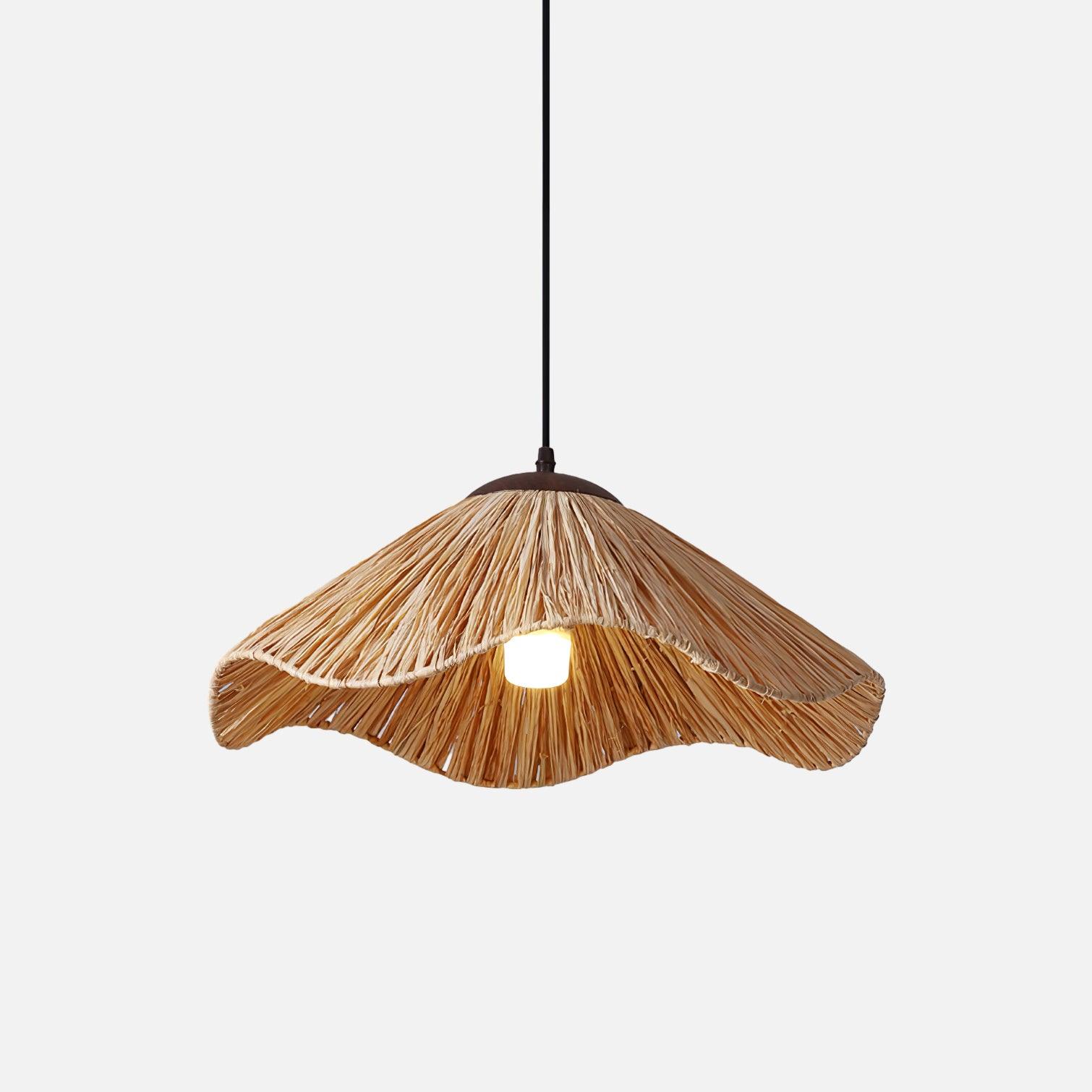 Rustic Natural Straw Handwoven Pendant Light for Coastal and Boho Home Decor