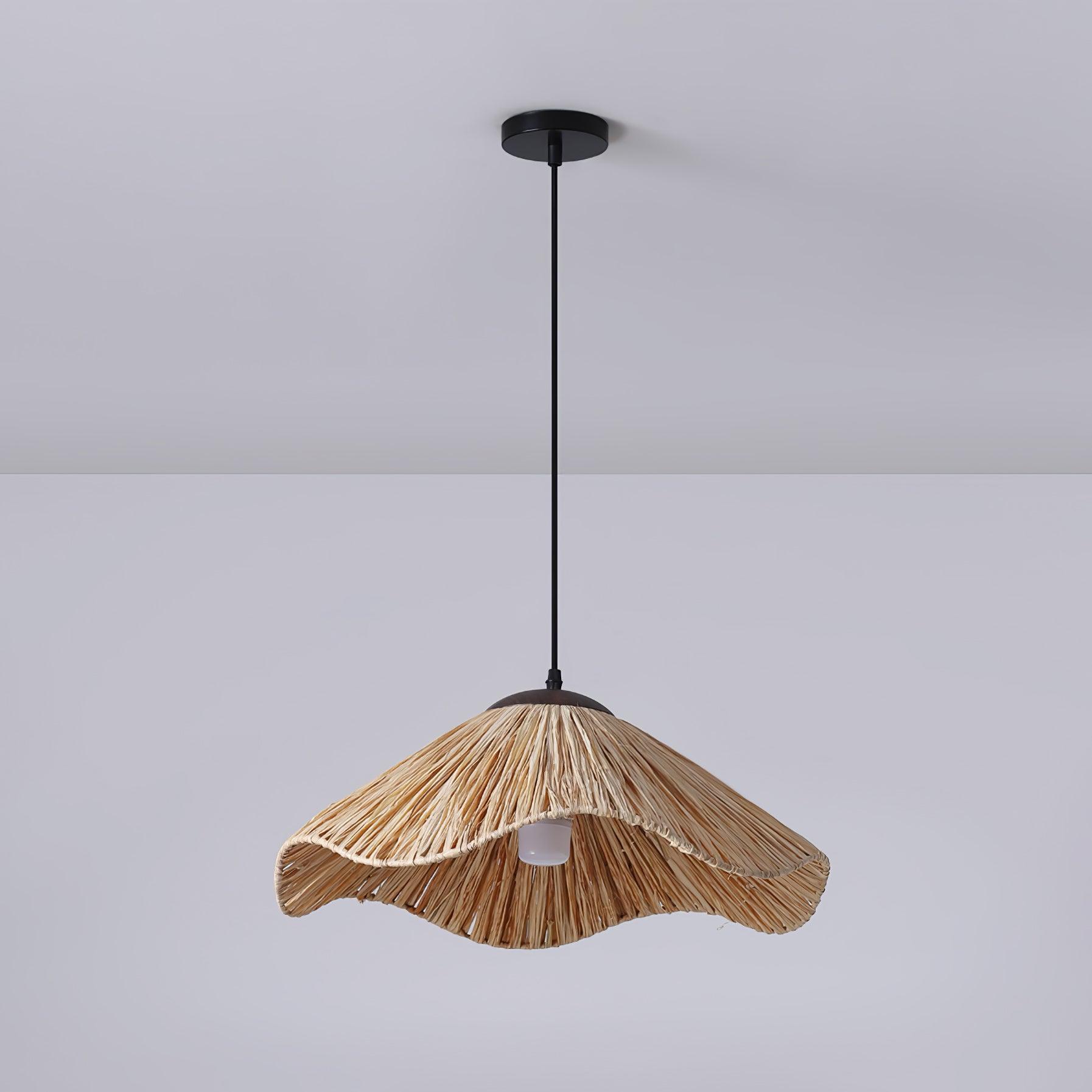 Rustic Natural Straw Handwoven Pendant Light for Coastal and Boho Home Decor