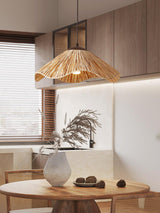 Rustic Natural Straw Handwoven Pendant Light for Coastal and Boho Home Decor