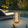 Rustic PE Rattan Portable Solar Powered Floor Lamp for Outdoor Patios and Gardens Warm White LED