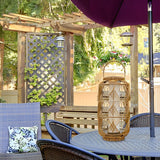 Rustic PE Rattan Portable Solar Powered Floor Lamp for Outdoor Patios and Gardens Warm White LED