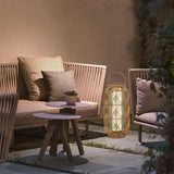 Rustic PE Rattan Portable Solar Powered Floor Lamp for Outdoor Patios and Gardens Warm White LED