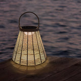 Rustic Rattan Solar Outdoor Lantern Decorative Waterproof LED Lamp for Camping Garden and Terrace