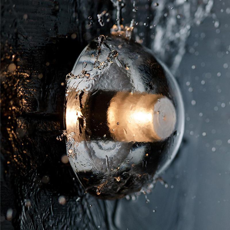 Rustic Round Glass Bowl LED Outdoor Wall Sconce Waterproof Exterior Sconce for Garden Porch