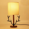 Rustic Tree Branch Table Lamp 16 Inch Vintage Wood Style Desk Light with Fabric Drum Shade US Plug