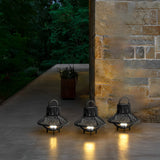 Rustic Tribal Outdoor Floor Lamp Waterproof Black Metal Light for Garden and Patio