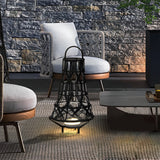 Rustic Tribal Outdoor Floor Lamp Waterproof Black Metal Light for Garden and Patio
