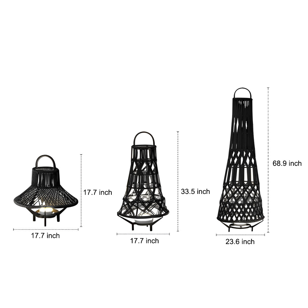 Rustic Tribal Outdoor Floor Lamp Waterproof Black Metal Light for Garden and Patio