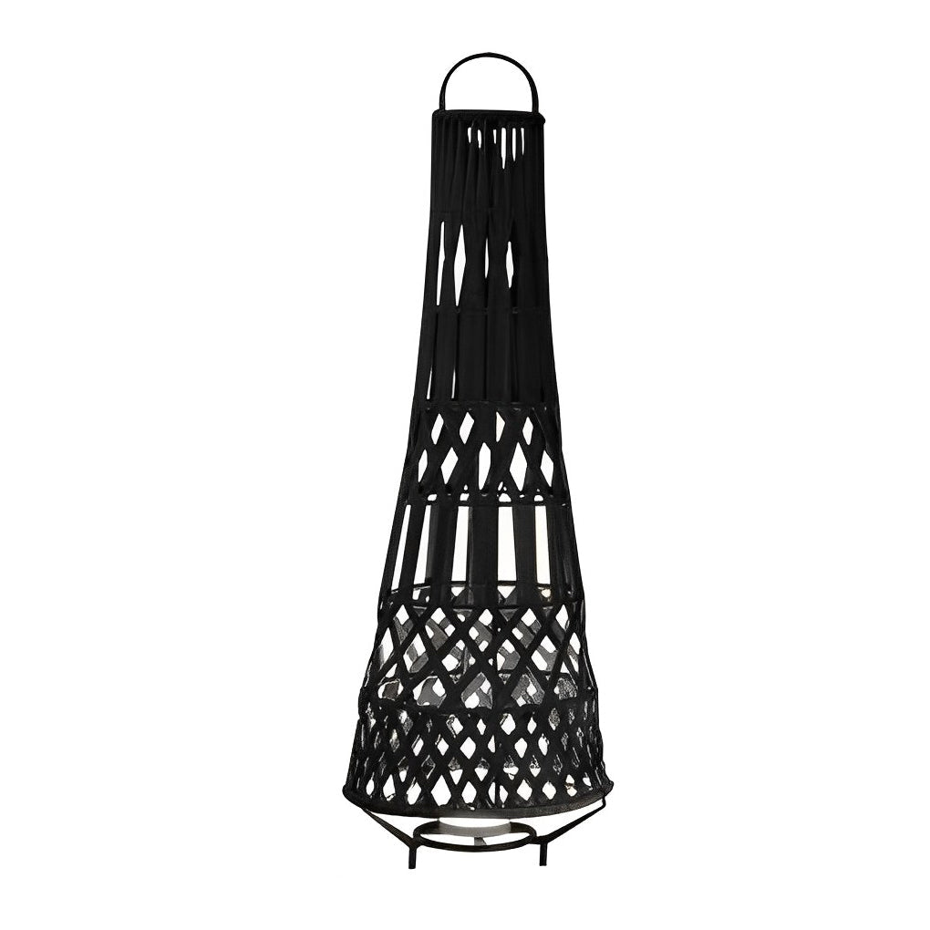 Rustic Tribal Outdoor Floor Lamp Waterproof Black Metal Light for Garden and Patio