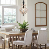 Rustic Wood and Metal Pendant Light Vintage Farmhouse Droplight Chandelier