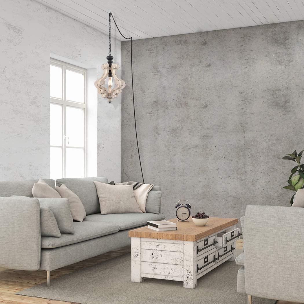 Rustic Wood and Metal Pendant Light Vintage Farmhouse Droplight Chandelier