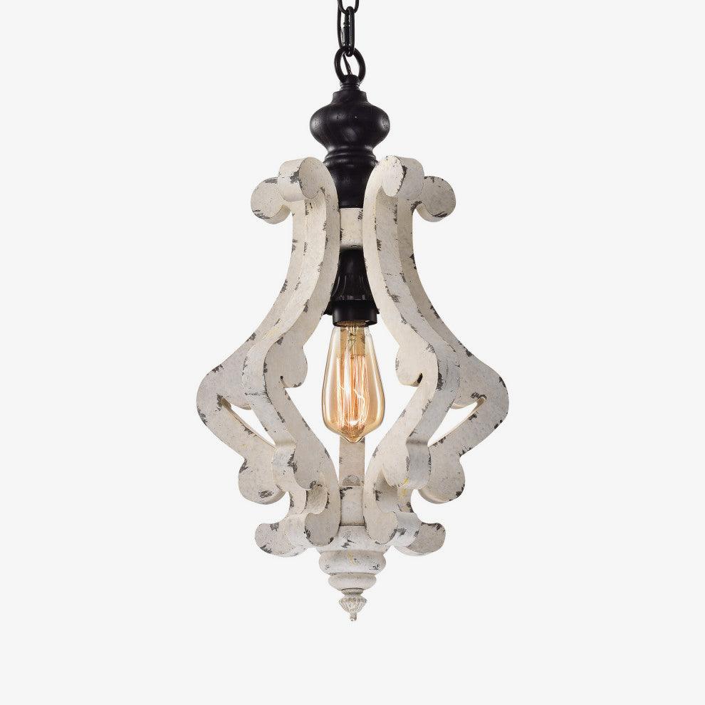 Rustic Wood and Metal Pendant Light Vintage Farmhouse Droplight Chandelier