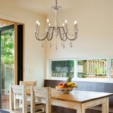 Rustic Wooden Bead Candle Style Gasolier Chandelier for Farmhouse Living Rooms
