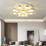Modern Gold Flower Petal LED Ceiling Light Nordic Flush Mount Fixture for Bedroom and Living Room