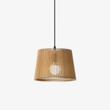 Samantha Wood Slat Pendant Light Natural Wooden Hanging Chandelier for Living Room and Dining Area