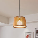 Samantha Wood Slat Pendant Light Natural Wooden Hanging Chandelier for Living Room and Dining Area