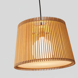 Samantha Wood Slat Pendant Light Natural Wooden Hanging Chandelier for Living Room and Dining Area