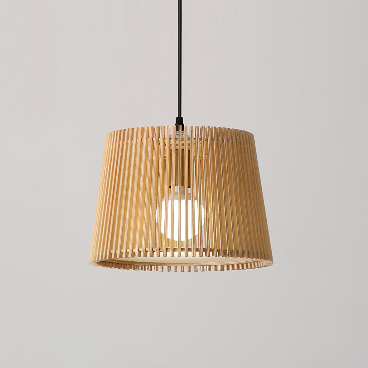 Samantha Wood Slat Pendant Light Natural Wooden Hanging Chandelier for Living Room and Dining Area