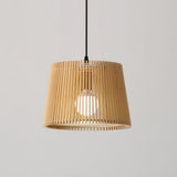 Samantha Wood Slat Pendant Light Natural Wooden Hanging Chandelier for Living Room and Dining Area