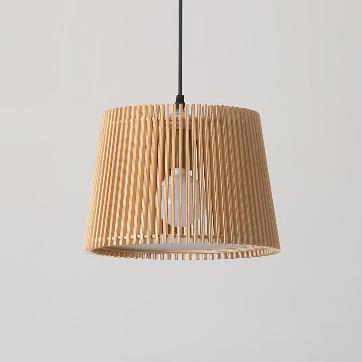 Samantha Wood Slat Pendant Light Natural Wooden Hanging Chandelier for Living Room and Dining Area