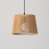 Samantha Wood Slat Pendant Light Natural Wooden Hanging Chandelier for Living Room and Dining Area