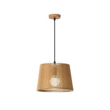 Samantha Wood Slat Pendant Light Natural Wooden Hanging Chandelier for Living Room and Dining Area