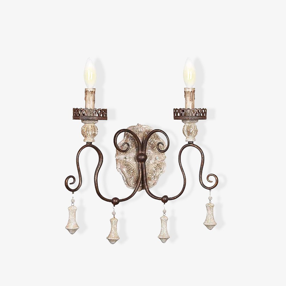 Santa Trinita Vintage Aged Silver Leaf Hand Carved Wood Wall Sconce Light Fixture Set of 2
