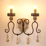 Santa Trinita Vintage Aged Silver Leaf Hand Carved Wood Wall Sconce Light Fixture Set of 2