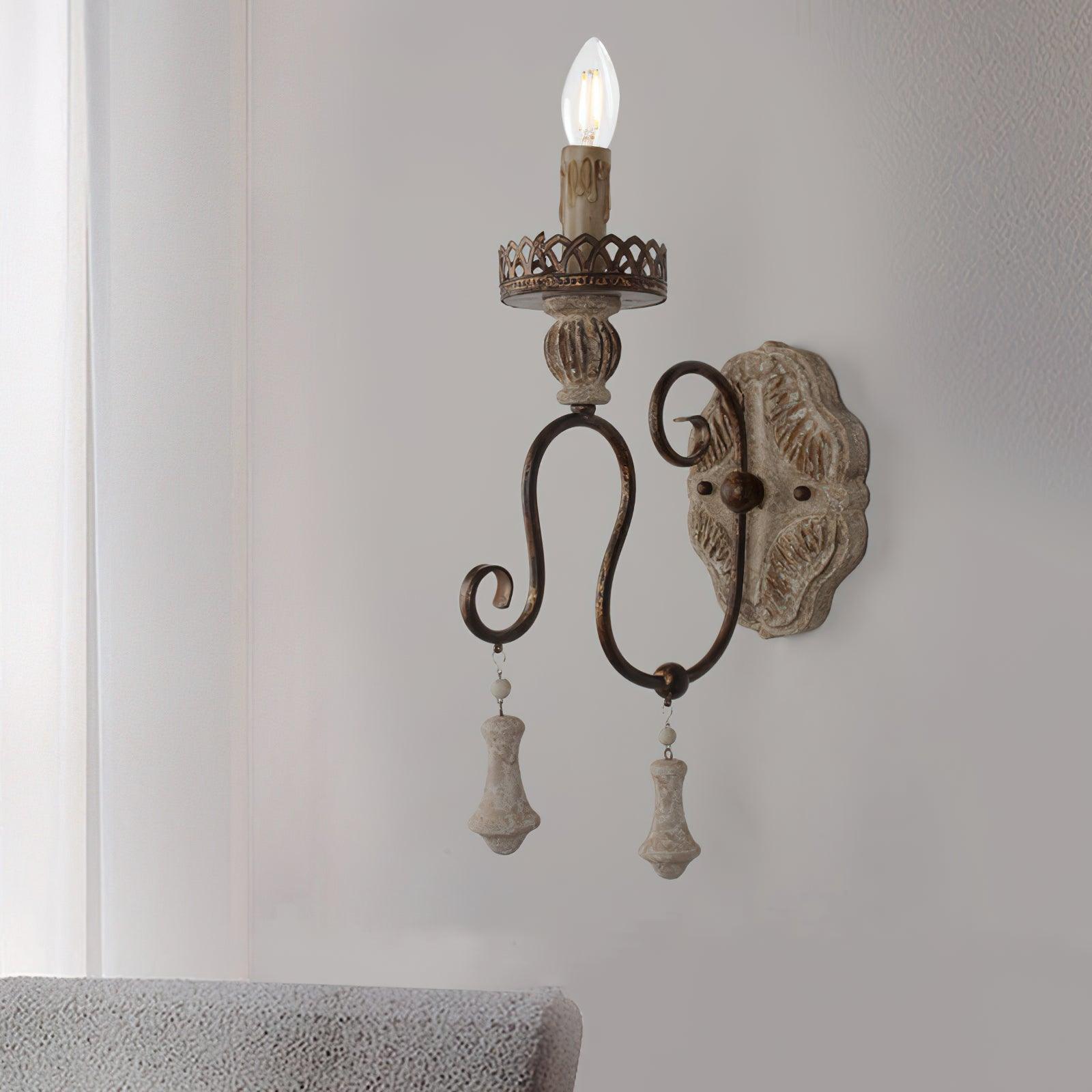 Santa Trinita Vintage Aged Silver Leaf Hand Carved Wood Wall Sconce Light Fixture Set of 2