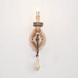 Santa Trinita Vintage Aged Silver Leaf Hand Carved Wood Wall Sconce Light Fixture Set of 2