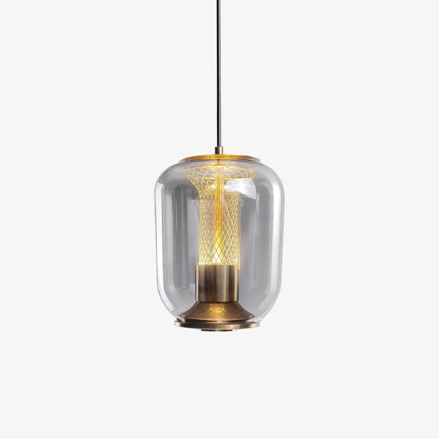 Savannah Smoke Gray Glass Pendant Light with Gold Finish Integrated LED Ceiling Hanging Lamp