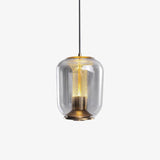 Savannah Smoke Gray Glass Pendant Light with Gold Finish Integrated LED Ceiling Hanging Lamp