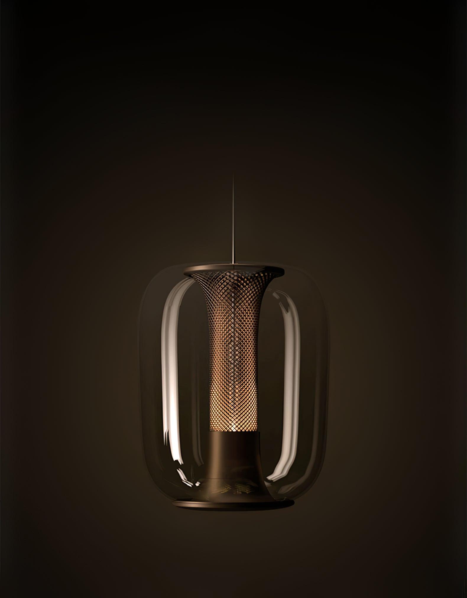 Savannah Smoke Gray Glass Pendant Light with Gold Finish Integrated LED Ceiling Hanging Lamp