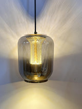 Savannah Smoke Gray Glass Pendant Light with Gold Finish Integrated LED Ceiling Hanging Lamp