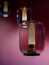 Savannah Smoke Gray Glass Pendant Light with Gold Finish Integrated LED Ceiling Hanging Lamp