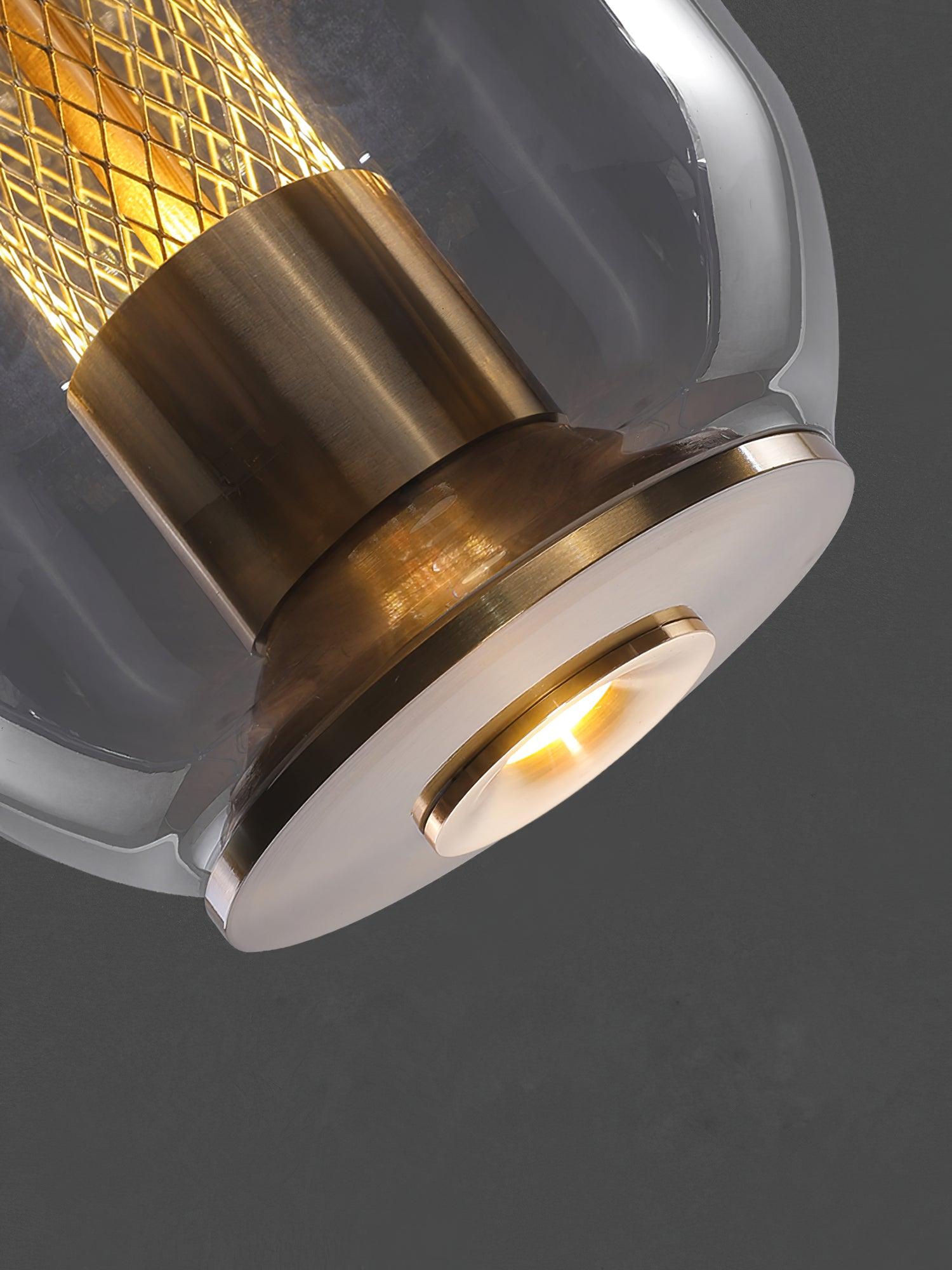 Savannah Smoke Gray Glass Pendant Light with Gold Finish Integrated LED Ceiling Hanging Lamp