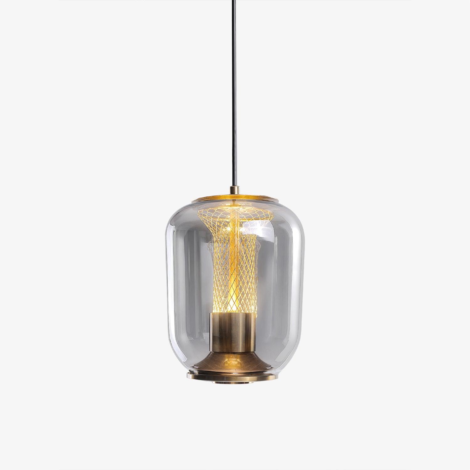 Savannah Smoke Gray Glass Pendant Light with Gold Finish Integrated LED Ceiling Hanging Lamp