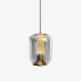 Savannah Smoke Gray Glass Pendant Light with Gold Finish Integrated LED Ceiling Hanging Lamp